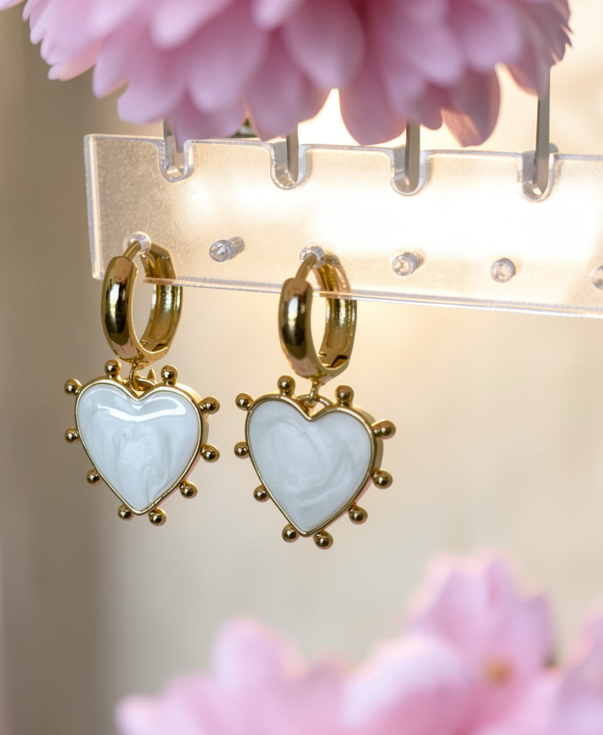 Radiant Heart Hoops - Pearl White