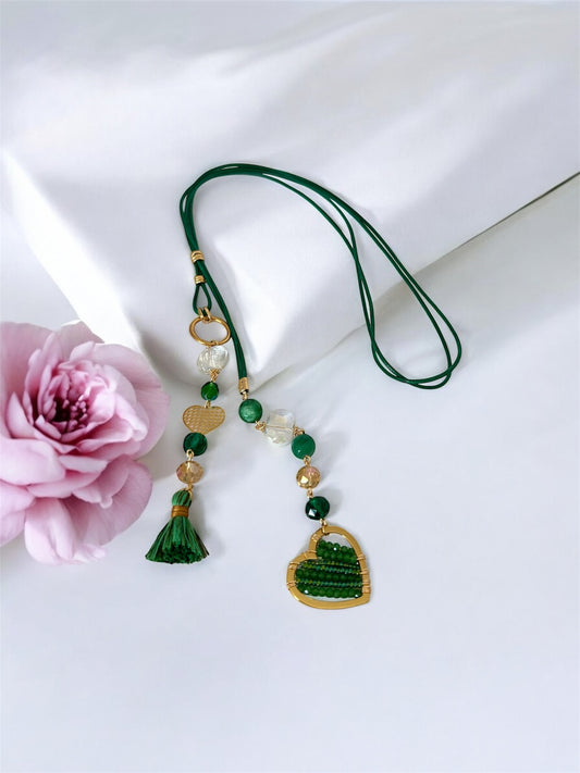 Emerald Heart Lariat Necklaces