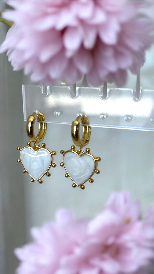 Radiant Heart Hoops - Pearl White