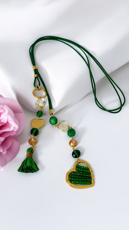 Emerald Heart Lariat Necklaces