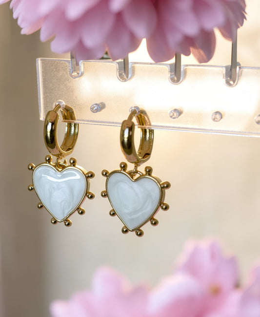 Radiant Heart Hoops - Pearl White